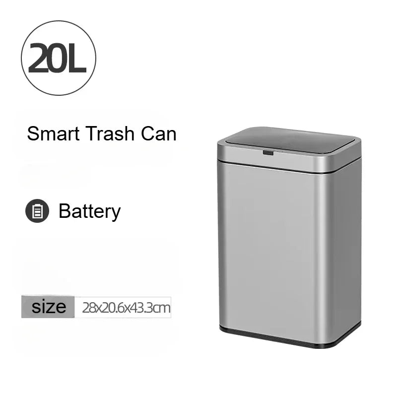Trash Can Kitchen Sensor Recycle Bin Trash Can 20 Liters High Foot Wastebasket with Lid Dustbin Automatic Sensor Smart Trash Bin