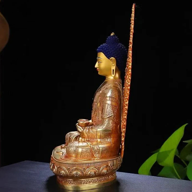 Amitabha Buddha Statue Buddhist Item,Backlight Brass Exquisite Nepal Tantric Altars Home Decorative Amitabha Buddha Figurine Lootquake LLC