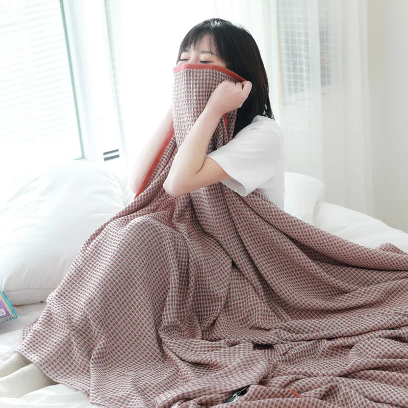 Cotton Bamboo Fiber Blanket Lunch Break Blanket Summer Cooling Sofa Bed Air Condition Blankets For Kids Adults Bedding Coverlet