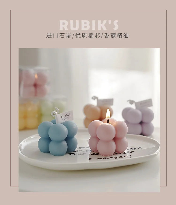 A square ball-shaped scented candle, a colorful birthday gift, a handcrafted candle, and a cute-shaped scented candle Lootquake LLC