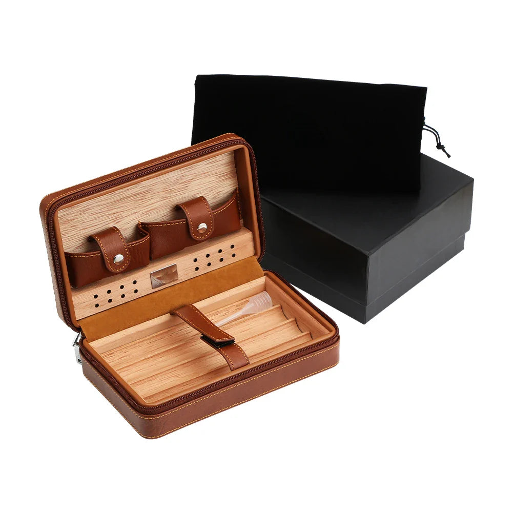 GALINER Charuto Cedar Wood Cigar Humidor Box Travel Cigar Case Storage 4 Cigars Box Humidor Humidifier For Sigar Lootquake LLC