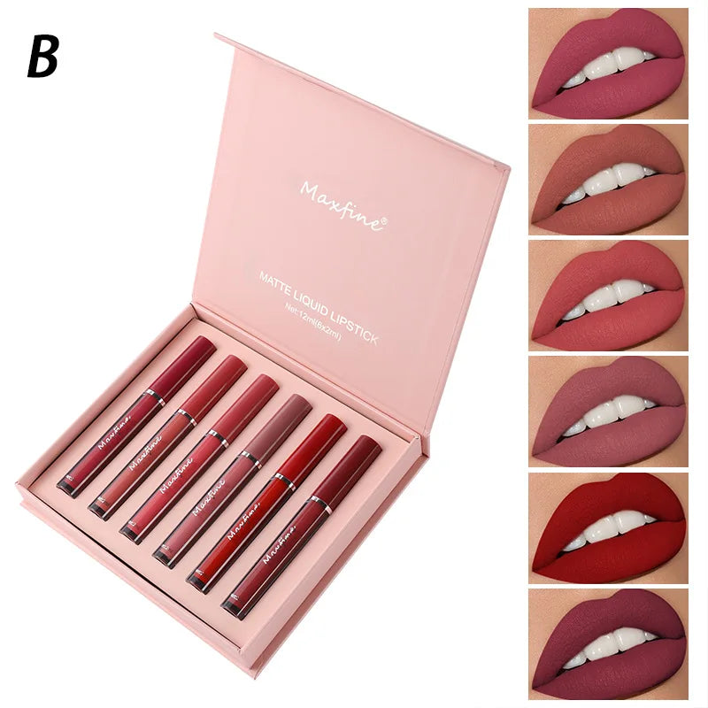 Matte Lip Gloss Set 6 Color Lipstick Smooth And Lasting Display Lip Gloss Waterproof Moisturizing Lipstick Holiday Gift Box Set Lootquake LLC