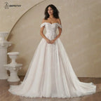 Boho Champagne Wedding Dress | Custom A-Line Bridal Gown -femstylo