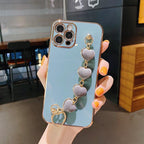 Luxury Women Silicone Phone Case Cover With Wrist Chain Bracelet for iPhone  Wristband Bracelet Hand Holder Cover for iPhone 13 12 11 Pro Max plating Case Heart Chain Cases for iPhone 7 8 Plus XR XS Max X Stevvex