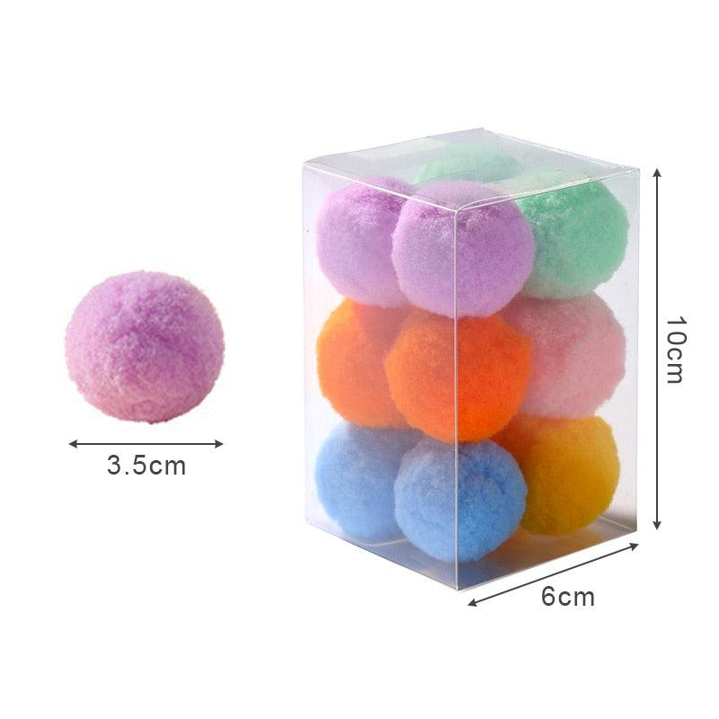 12Pcs/lot Funny Cat Toys Stretch Plush Ball Toys for Cats Colorful Interactive Cat Pom Pom Kitten Toy Pet Supplies  Plush Balls for Training and Kitten Play Stevvex
