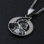 stainless steel King of War Spartan Warrior Portrait Pendant Men\'s Necklace Trend Rock Hip Hop Party Jewelry Christmas Gift