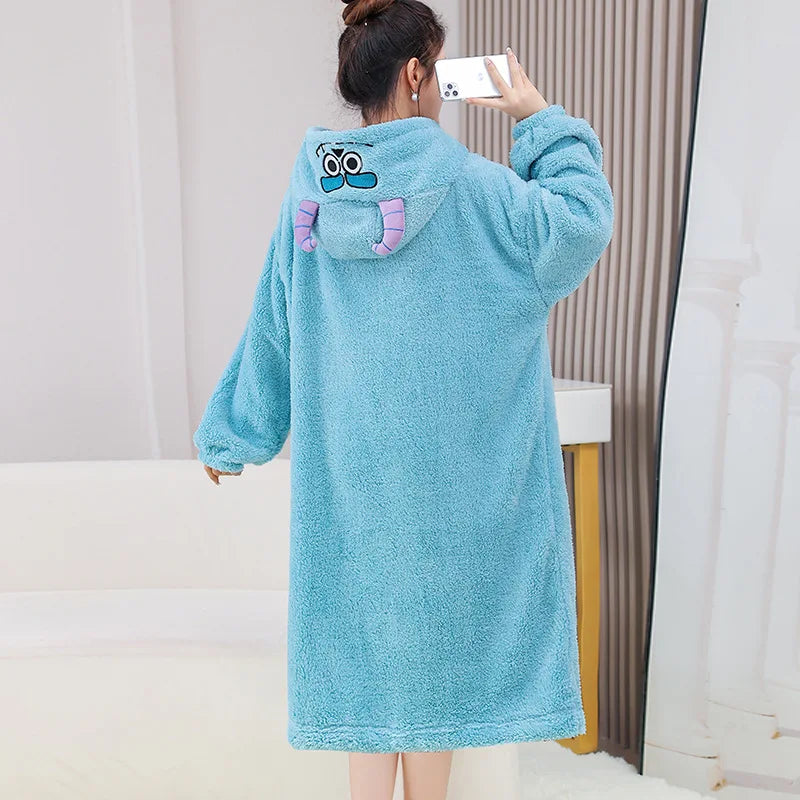 Sleepwear Animal Cosplay Pajamas Nightwear Robes Flannel Nightdress Women Coral Fleece Warm Nightgowns Plush Warm Thicken Lootquake LLC