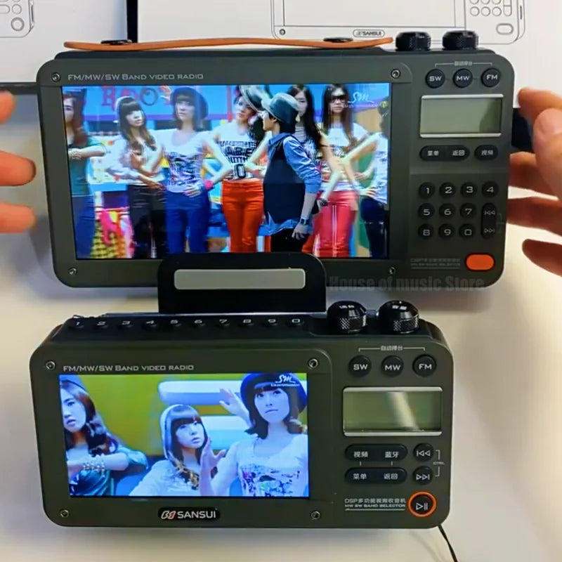 SANSUI Wireless Bluetooth Speakers Home Full-band Radio LED HD Video Player Portable MP4 Walkman Built-in Rechargeable Battery Lootquake LLC