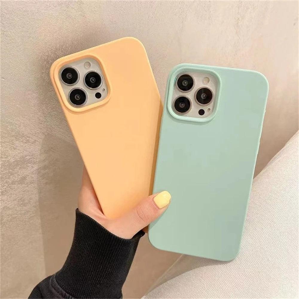 Unique Solid Color Soft Silicone Phone Cases For iPhone 13 12 11 14 Pro Max X XR XS Case For iPhone 12 13 Pro 7 8 SE Cover Silicone Phone Cover Ultra Slim Shockproof Protective Case for iPhone 14 Stevvex