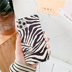 Luxury Leather Black White Zebra Pattern Phone Case for iPhone 13 12 11 14 Pro Max Xs Xr 7 14 plus Anti-fall Soft Silicone Back Cover Soft Slim Thin Luxury Shockproof Shiny Case for Girls and Women Zebra Print iPhone Case Stevvex