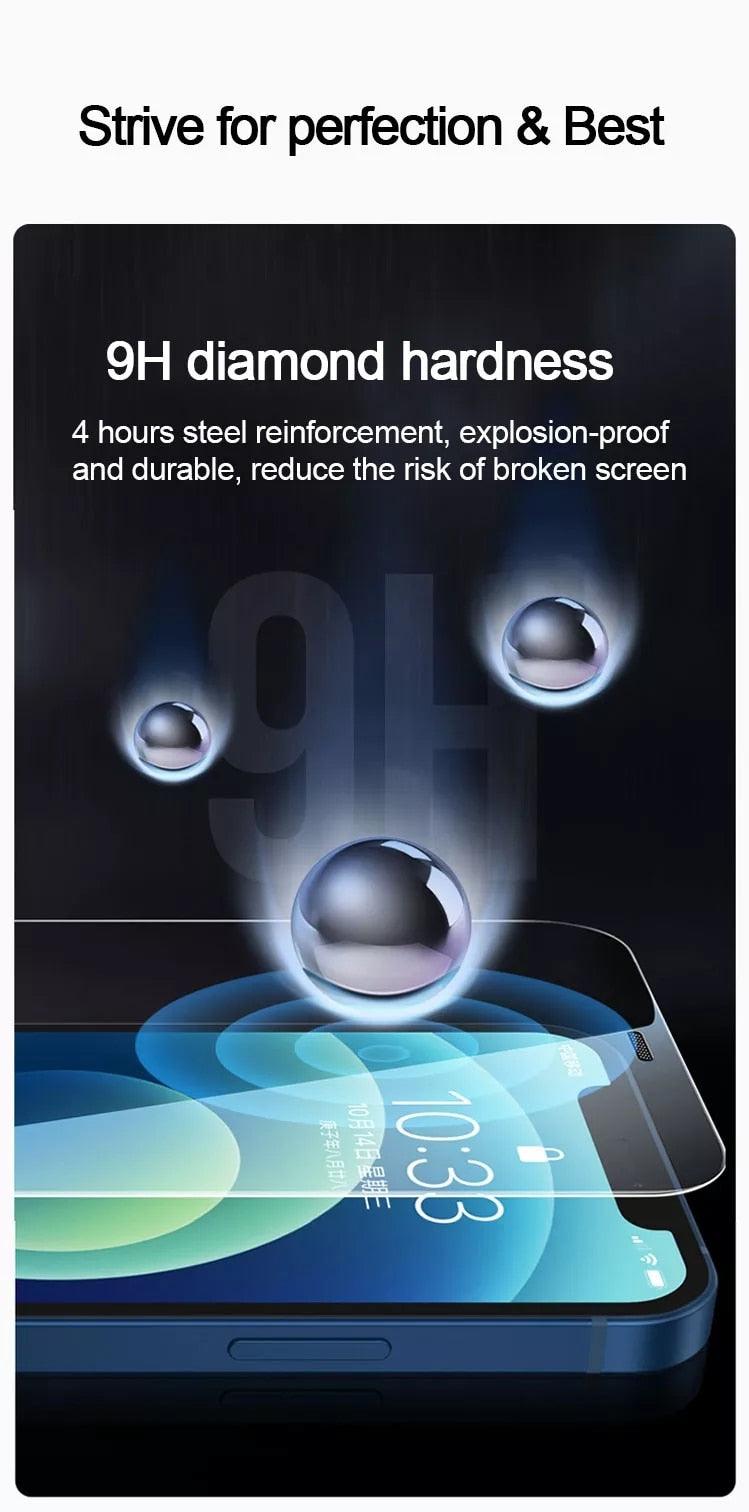 4PCS Tempered Glass for iPhone 11 12 13 Pro XR X XS Max Screen Protector on for iPhone 14 Pro Max Mini 7 8 6 6S Plus 5S SE Glass Tempered Glass Pad Full Screen Screen Protector Stevvex