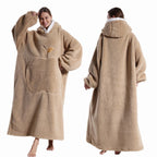 Extra Long Wearable Blankets Winter Flannel Hooded Blanket with Full Sleeves Men Women Cozy Soft Throw Adult TV Blanket Lootquake LLC