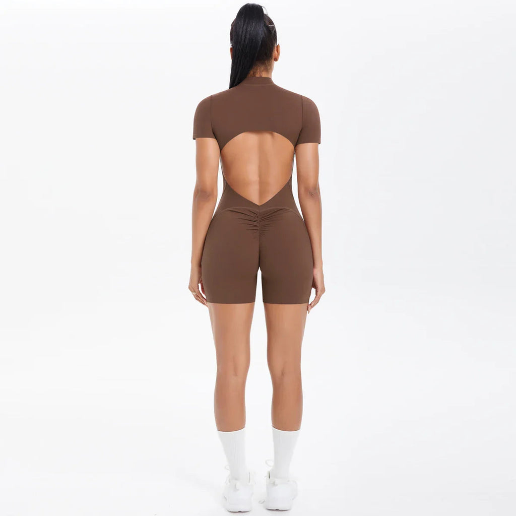 FlexiFit Backless Zip Jumpsuit - Women's Yoga Wear THRIXINE