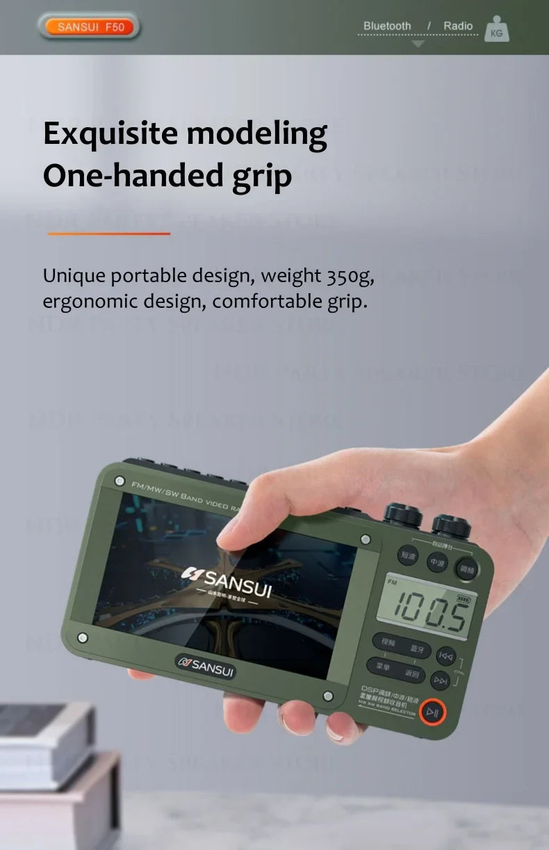 SANSUI Wireless Bluetooth Speakers Home Full-band Radio LED HD Video Player Portable MP4 Walkman Built-in Rechargeable Battery Lootquake LLC