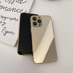 Luxury Clear Back Mirror Shock-Absorption Anti-Scratch Bright Reflection Protective Case Cover Silver Golden Mirror Shockproof Case for iPhone 14 13 12 Pro Max 11 X XR XS 8Plus iphone Hard Back Cover Stevvex