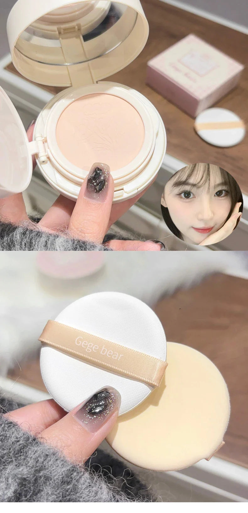 Matte Face Pressed Powder Oil Control Natural Full Coverage Moisturizing Whitening Foundation Cream Base Makeup 2 In 1 Cosmetic Lootquake LLC