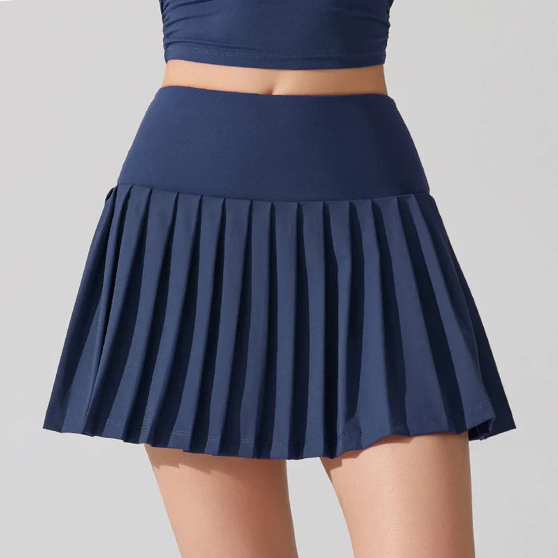 VITALINOVO Flowy Pleat Skort: High-Waist, Pocketed, Comfy THRIXINE