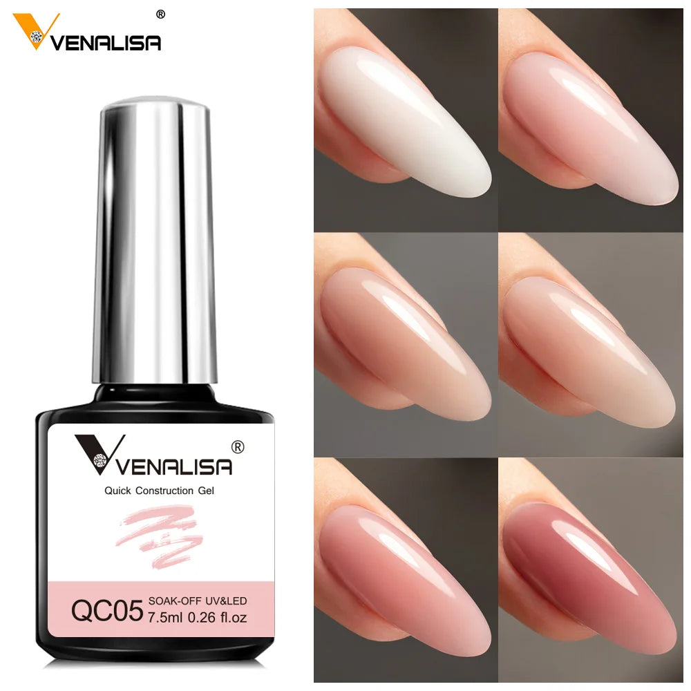 VENALISA 7.5ml Quick Construction Gel Semi Transparent Jelly Color Nail Gel Polish Strengthener Soak Off UV LED Nude Pink Gel Lootquake LLC