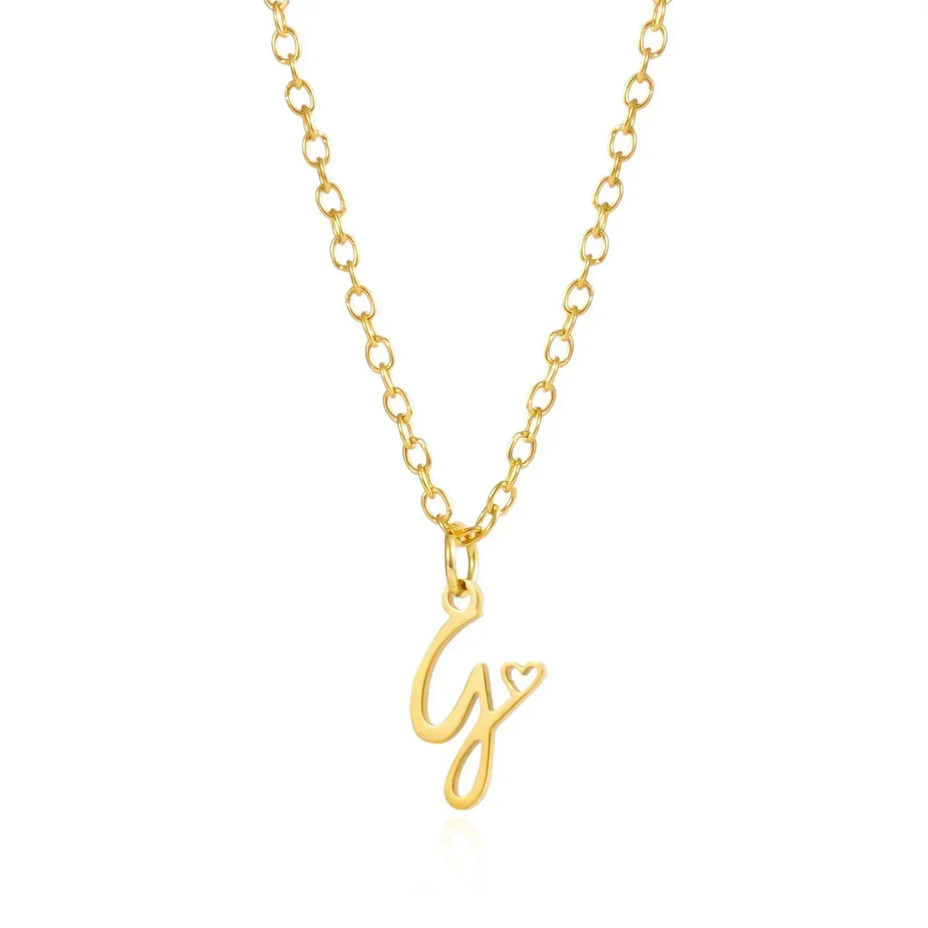 26 Initial Letters Heart Pendant Stainless Steel Necklace for Women Gold Color A-Z Alphabet Choker Chain Birthday Jewelry Gift
