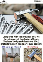 Campingmoon 1PCS Outdoor Multi-purpose Stainless Steel Copper Head Nail Puller Camping Hammer Fixed Tent Nail With Safety Rope