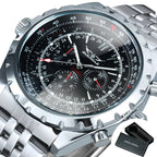 Jaragar Automatic Watch for Men Military Multifunction 3 Sub-Dials Sports Mechanical Watches Top Brand Luxury Leather Steel Band Lootquake LLC