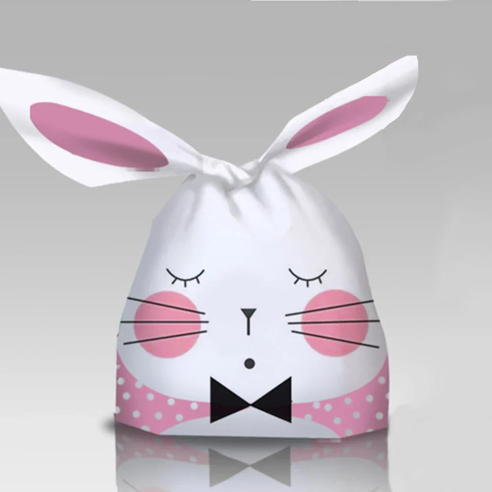 50Pcs Easter Rabbit Ear Bags Cookie Candy Gift Plastic Bags Pouch Baking Packaging for Biscuits Easter Decoration 2024 Birthday Lootquake LLC