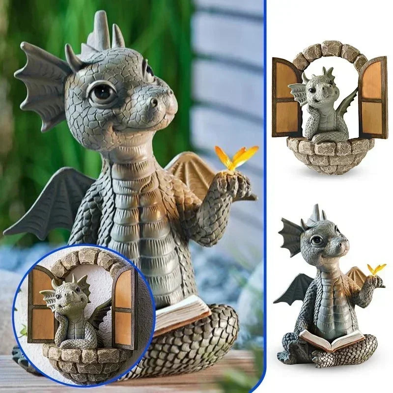 Dragonshaped Resin Giant Lawn Sculpture Gothic Fantasy Dragon Creative Statue Art Garden Courtyard Lawn Statue Garden Decoration