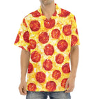 3D Print Pepperoni Pizza Graphic Aloha Shirts For Men Short Sleeve Oversized Beach Hawaii Shirts Mens Button Up Tee Shirt Tops Lootquake LLC