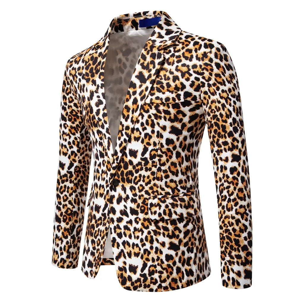 Men's Suit Jacket Leopard Print Suit Business Casual Party Suit Jacket Men Blazer  Coat Men Pi-Mart