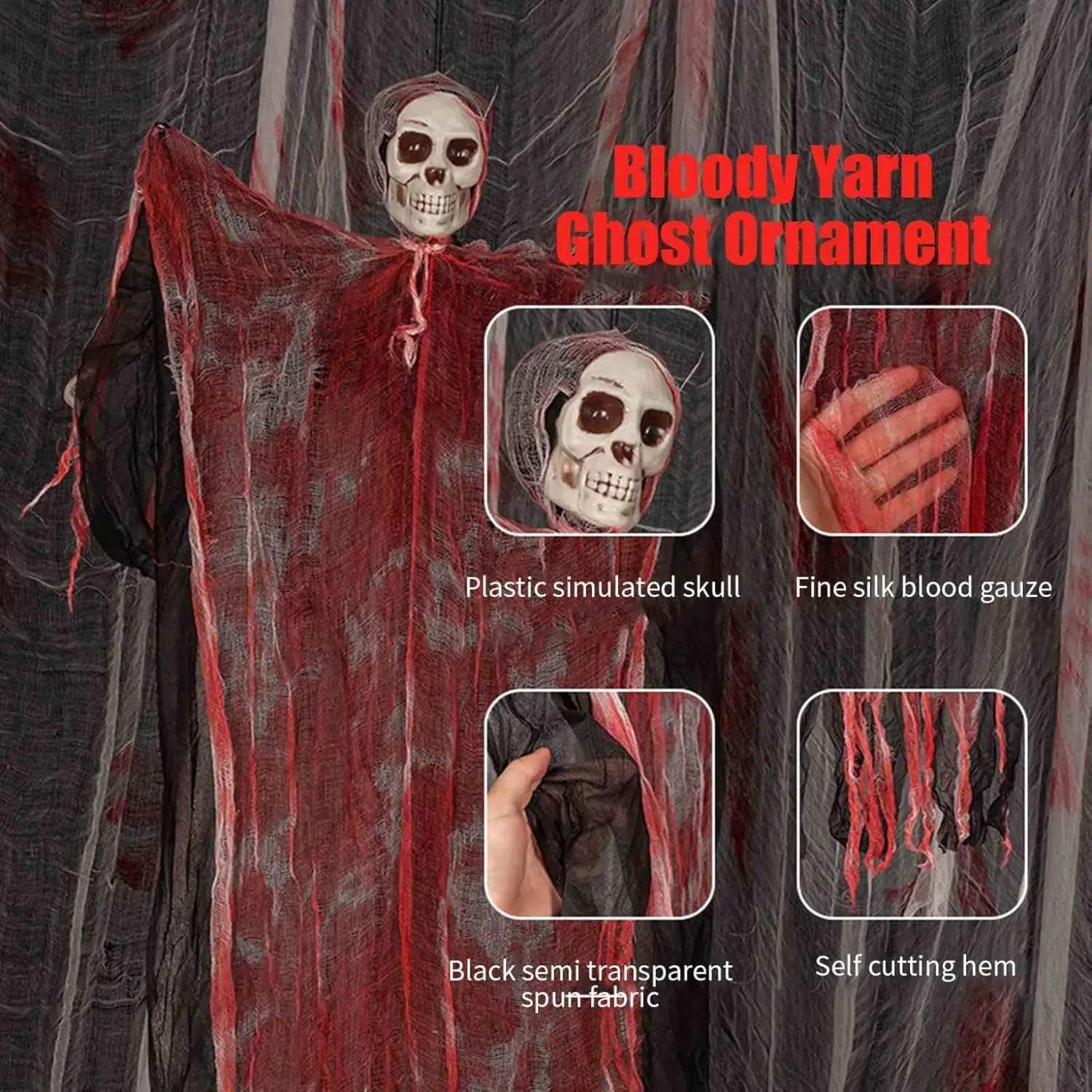 Horror Skull Ornaments Halloween Outdoor Haunted House Yard Decor Corpse Death Prop Skull Ghost Pendant Halloween Party Supplies Lootquake LLC