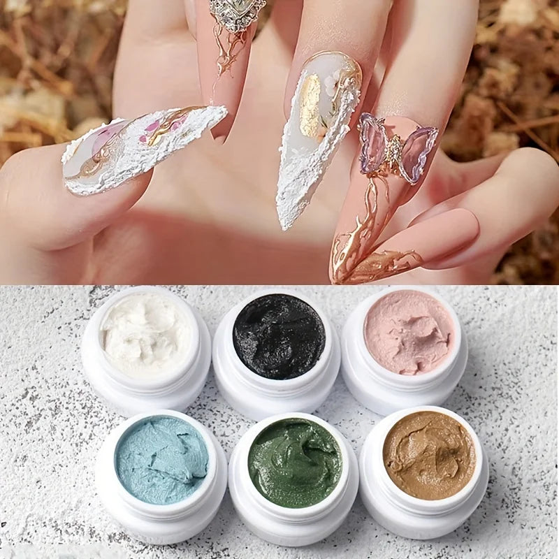 6 Colors Gel Nail Art Plaster Effect 3D Sand Texture No Need Top Coat Gel Polish UV Nail Polish Lacquer Varnish Lootquake LLC