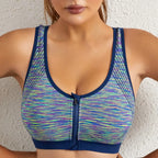 Space-Dyed Zip Sports Bra - Shockproof Style