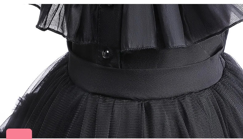 Halloween Wednesday Cosplay Costume 0-6-year-old Baby Fashion Hollow lace princess dress carnival girls black evening dress Lootquake LLC