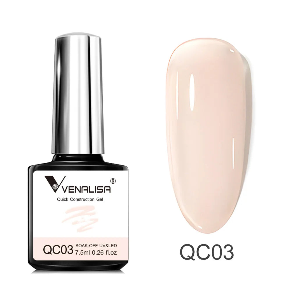 VENALISA 7.5ml Quick Construction Gel Semi Transparent Jelly Color Nail Gel Polish Strengthener Soak Off UV LED Nude Pink Gel Lootquake LLC