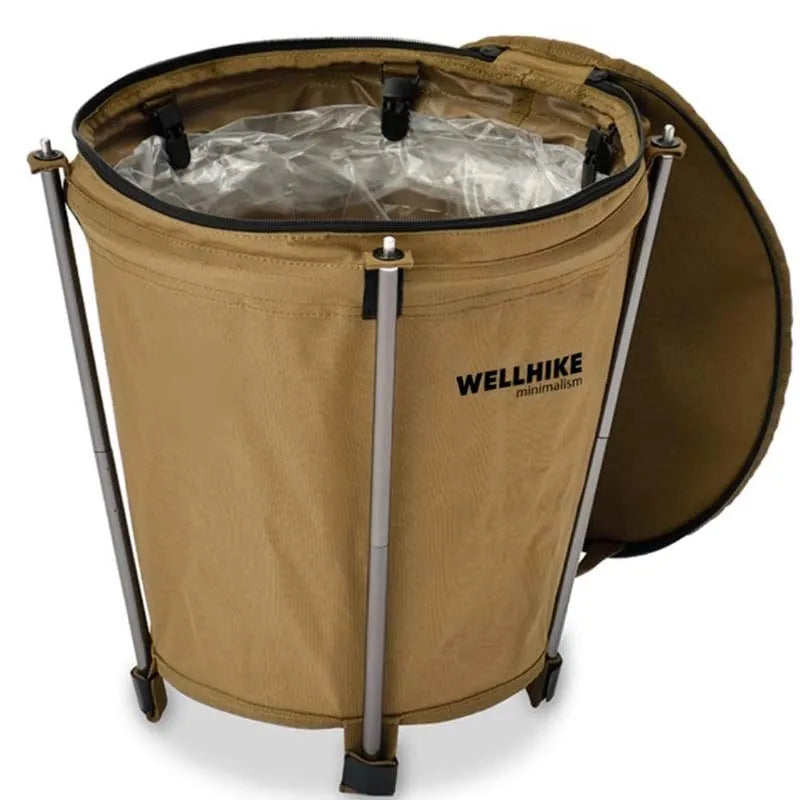 Outdoor Camping Trash Can Lightweight Collapsible Oxford Cloth Storage Round Bin Self-drive Barbecue Portable Car Trash Bin Lootquake LLC