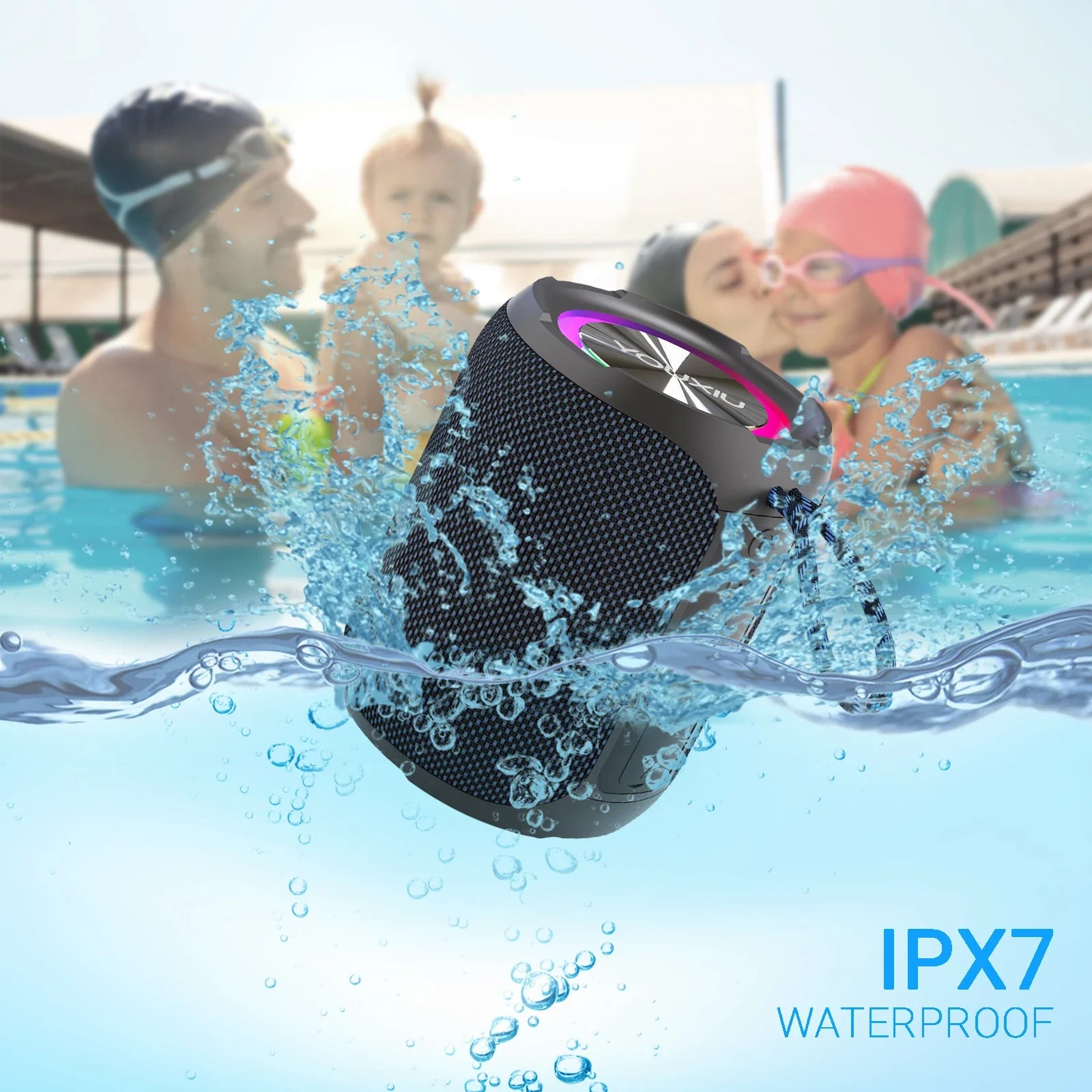Portable Bluetooth Speaker BT5.0 IPX7 Waterproof Stereo Music Surround Wireless Speaker With LED Light Subwoofer Outdoor Speaker Lootquake LLC