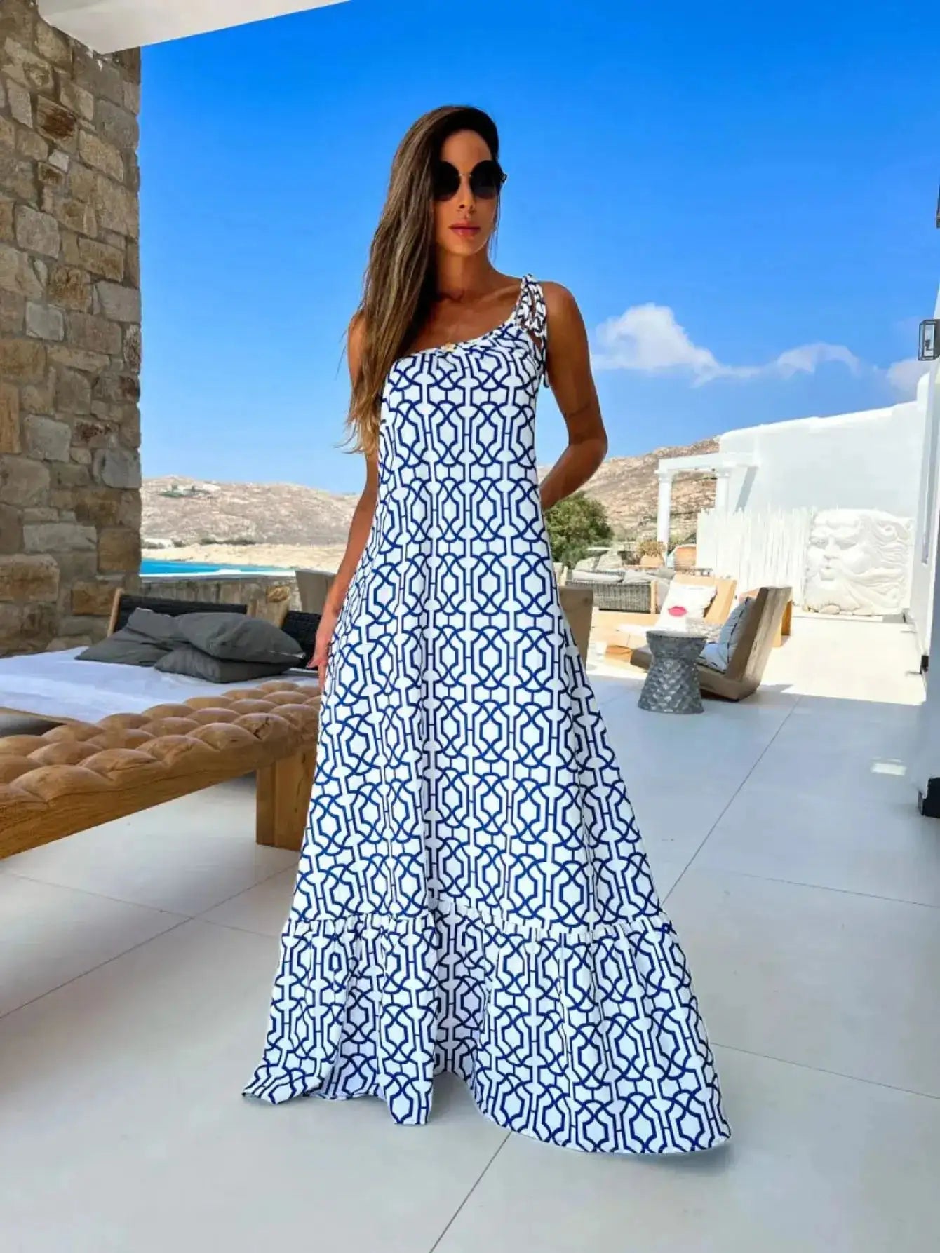 Sexy 3D Flower Long Dress Women 2024 Summer Semi-sheer Party Dresses Elegant Slim One Shoulder Maxi Vestidos Holiday Beach Robe