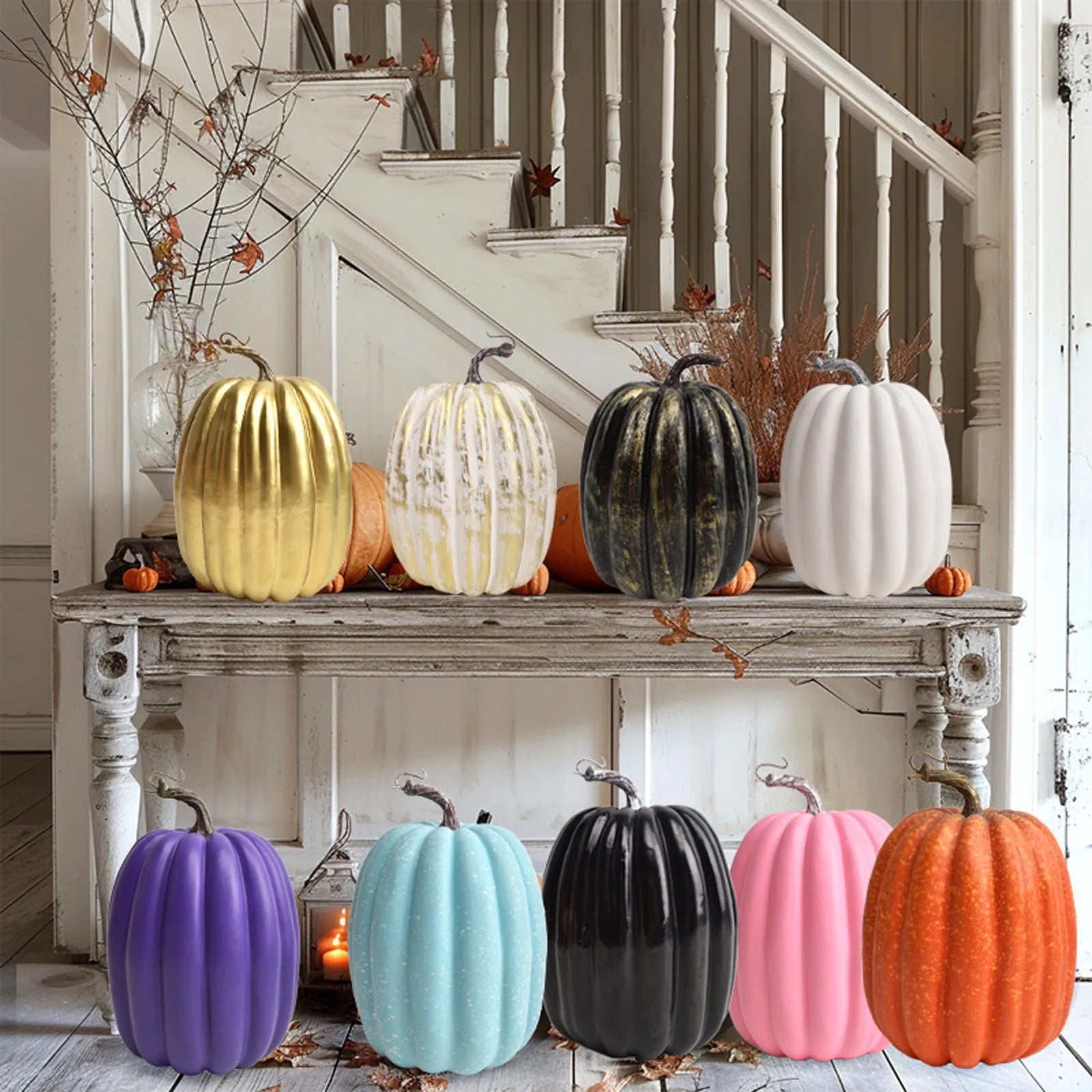 Halloween Pumpkin Decor Artificial Style Thanksgiving Day Dining Table Central Kitchen Decor Supplies Fall-Themed Wedding Decor Lootquake LLC