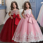 New Christmas Party Princess long dress children's dress children's gauze lace birthday party dinner ball big butterfly dress
