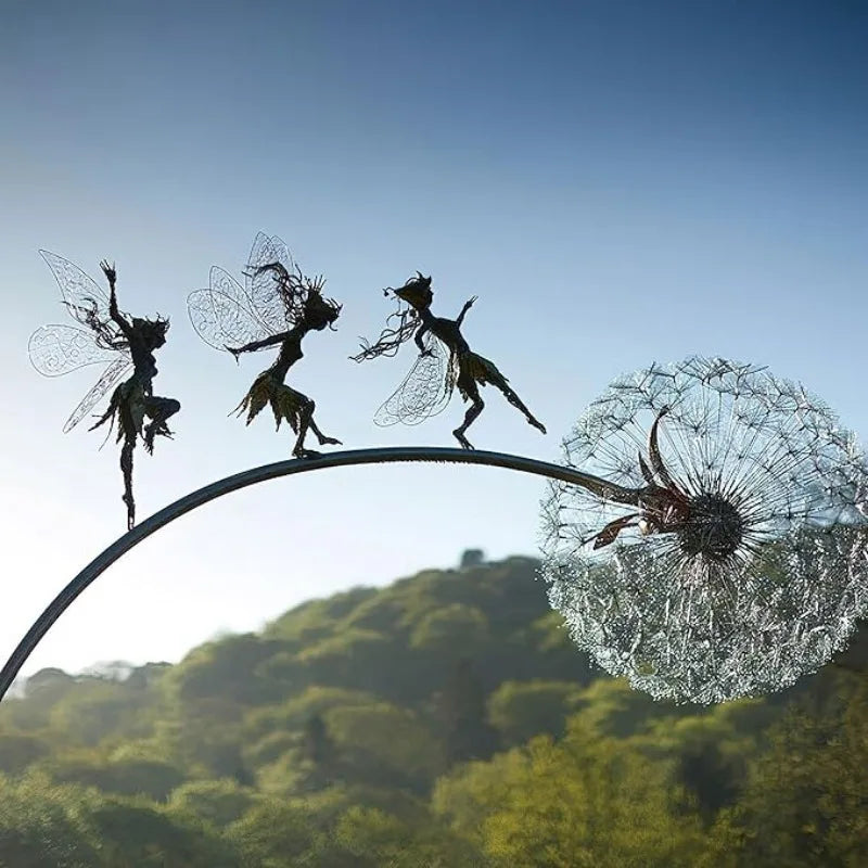 Whimsical Flower Fairy Garden Statue - Stainless Steel Art Sculpture with Delicate Dance Pose - Outdoor Courtyard, Lawn, and Ter Lootquake LLC