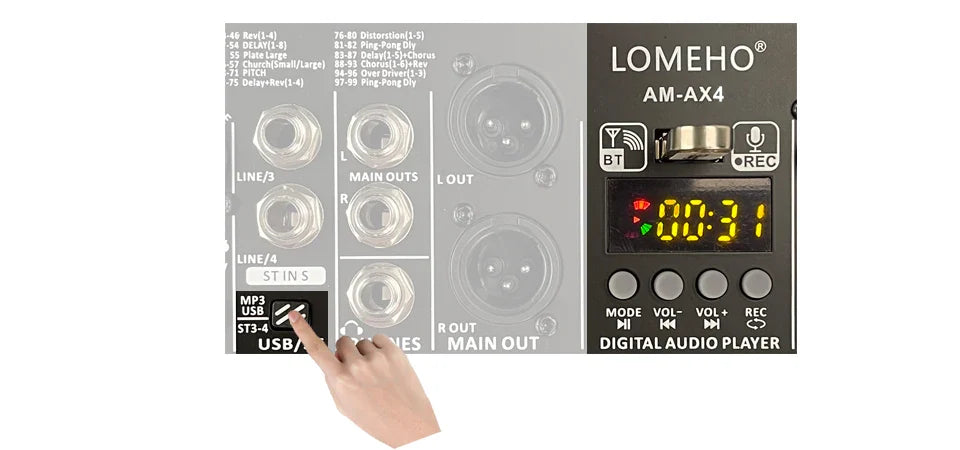 99 DSP Effects Mixing Console Podcast Mini 4/6 Channels Sound Audio Mixer Individual 48V Bluetooth USB PC Play Record AM-AX4/6 Lootquake LLC