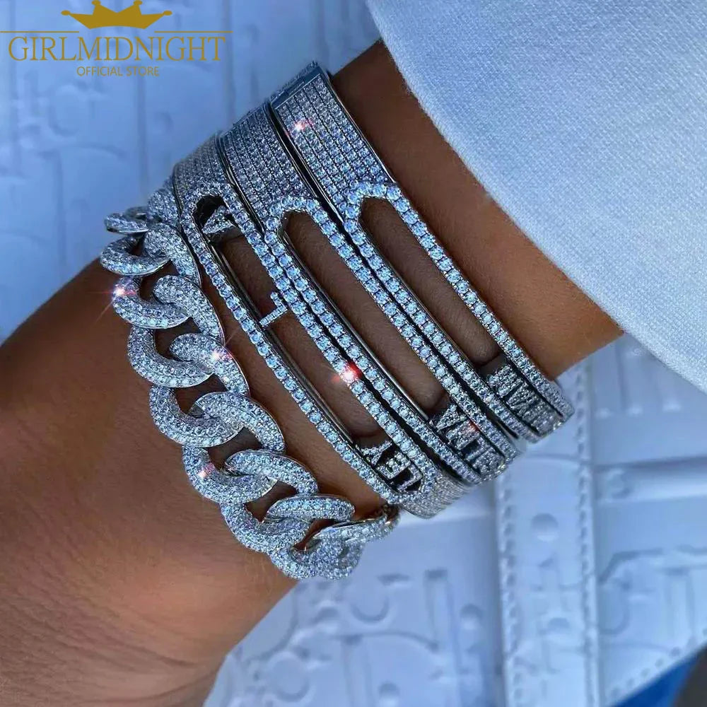 Personalized Name Paved 5A Cubic Zirconia Jewelry Customize Fashion Women DIY 26 Initial Alphabet Slider Letter Bangle Bracelets