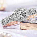 UTHAI L95 Women's Watch Light luxury Retro Barrel Shaped Digital Diamond inlaid Waterproof Ladies Fashion Quartz Clock Watches
