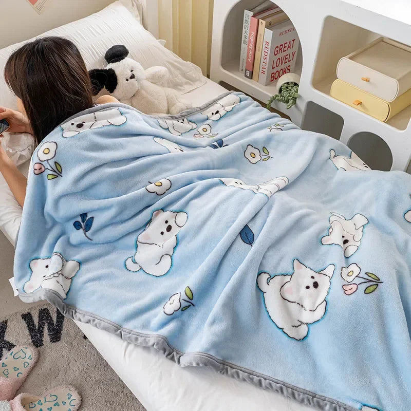 Warm Plush Blanket Comfortable 2024 New Winter Blanket Cartoon Four Season Flannel Soft Bed Cover Office Napping Blanket Lootquake LLC