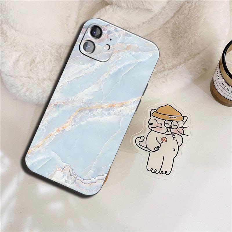 Luxury Marble Texture Phone Case For iPhone X XR XS 7 8 6S 6 5 Plus Silicone Anti Fall Back Cover Ultra Thin Soft Silicone Protective Shockproof and Scratch Resistant with Cute Design Pattern Case Stevvex