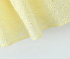 YENKYE Sexy Elegant Women Hollow Out Embroidery Yellow Sling Mini Dress Low Waist Lace Up Bandage Party Dresses Birthday Robe