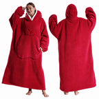 Extra Long Wearable Blankets Winter Flannel Hooded Blanket with Full Sleeves Men Women Cozy Soft Throw Adult TV Blanket Lootquake LLC