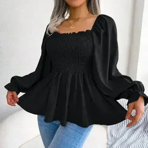 Loose Fit Chiffon Blouse - Elegant Polyester Top | Femstylo - SJB-DIAMOND ELITES