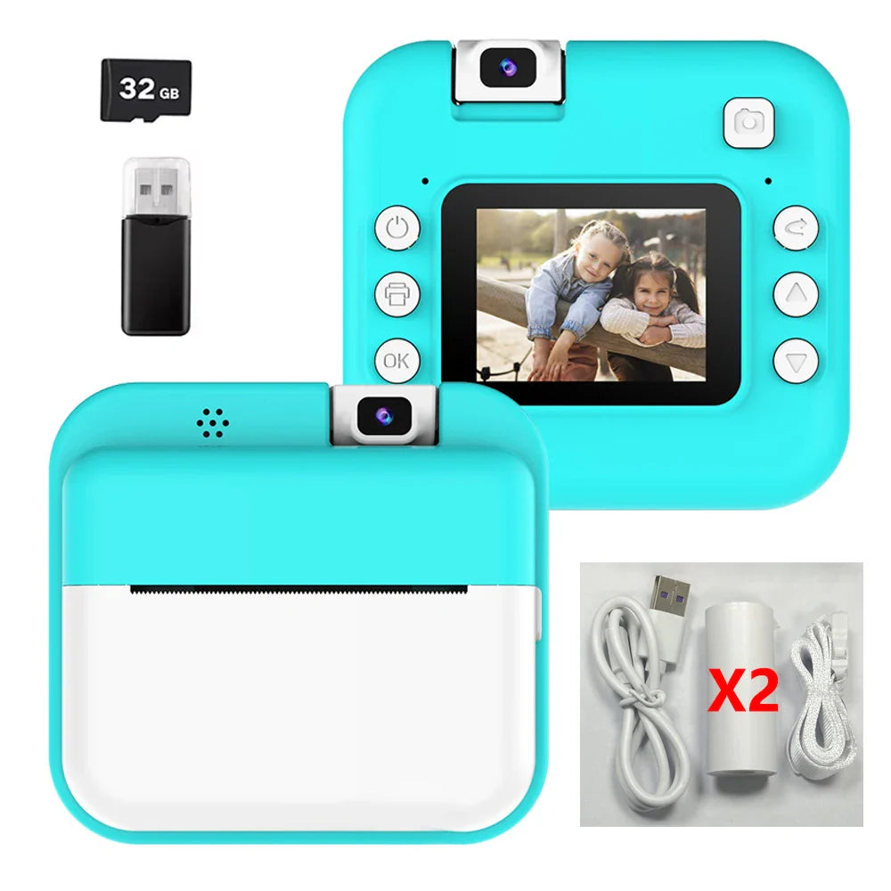 Children Digital Camera Photography Instant Print Camera for Kids Thermal Print Camera Photo Printing Video Toys With 32G Card Lootquake LLC