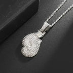 Ice Out Zircon Polite Gesture Middle Finger Necklace Men Women Punk Hip Hop Rap Rock Party Jewelry Gift